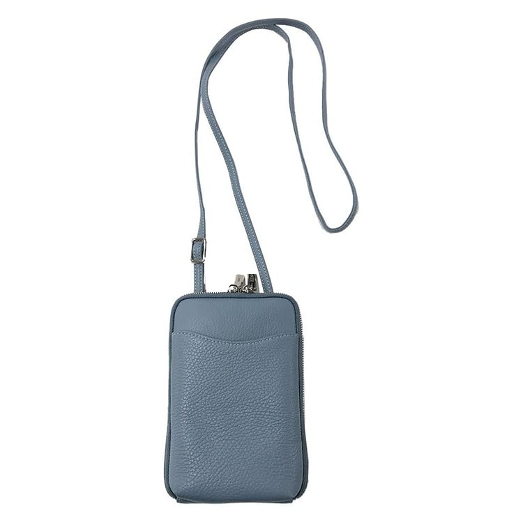 [GIUDI]イタリアンレザースマホショルダー　ブルーグレー