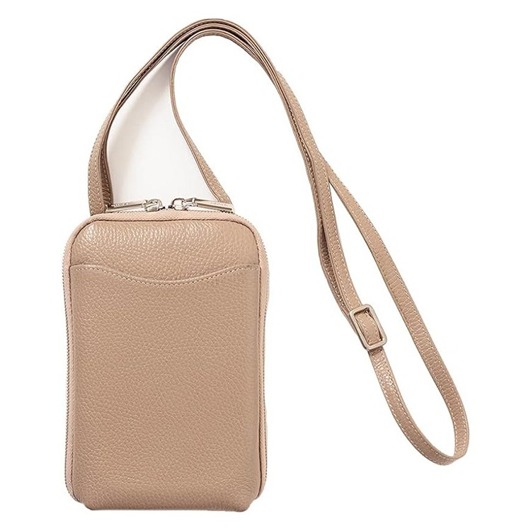 [GIUDI]イタリアンレザー スマホショルダー スマホポーチ お財布ポシェット グレージュ