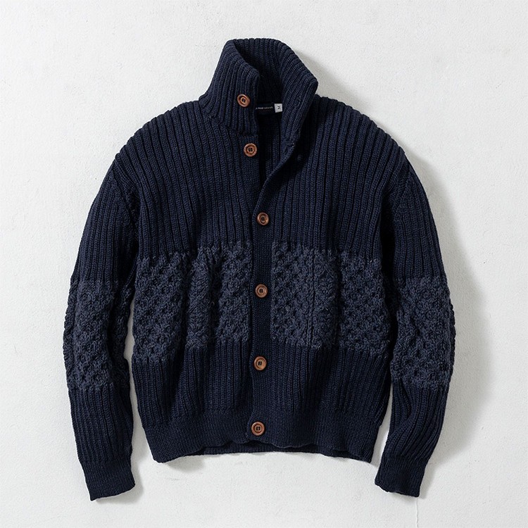 [JM COOPER] 英国製 メンズ ツートーン メンズ カーディガン ネイビー M