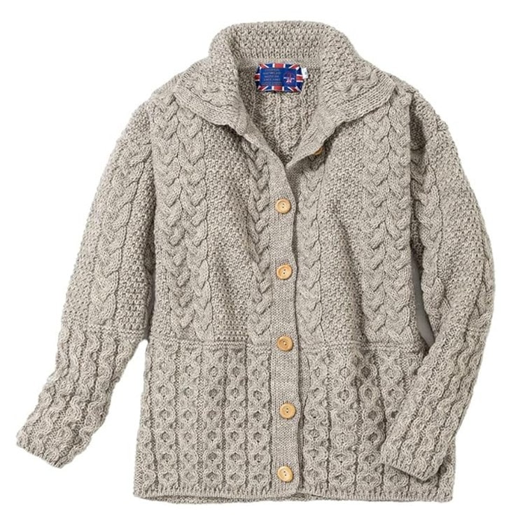 [JM COOPER]英国製ケーブルカーディガン　ベージュ　L