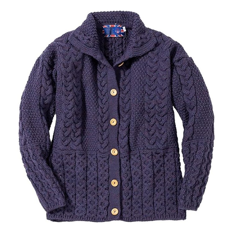[JM COOPER]英国製ケーブルカーディガン　パープル　L