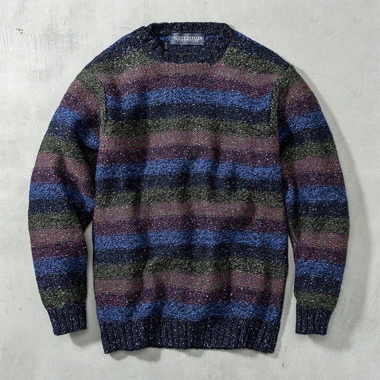 [SCOTT OFFICER] 英国製 メンズ 裏使いグラデーションセーター ネイビー M
