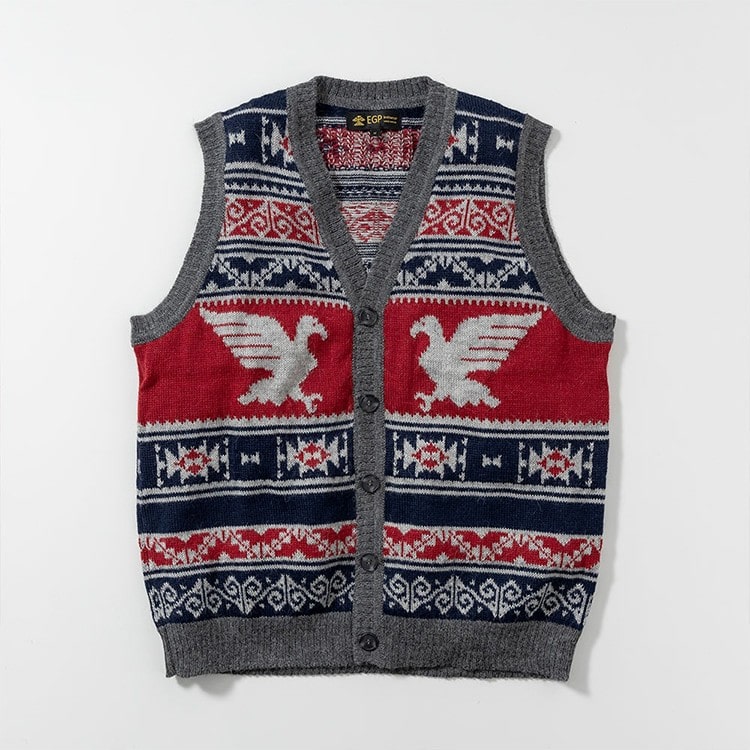 [EGP Knitwear]アルパカコンドルベスト 2022 ライニングなし マルチ L