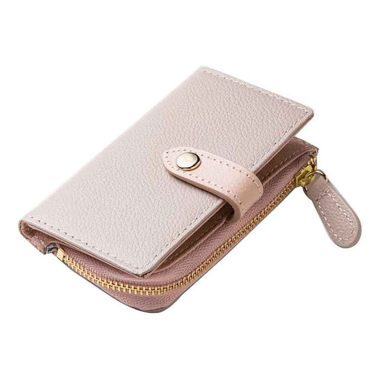 [Chiocciola]バイカラーキーケース　名刺入れ　ピンク/グレージュ [名入れ無料]