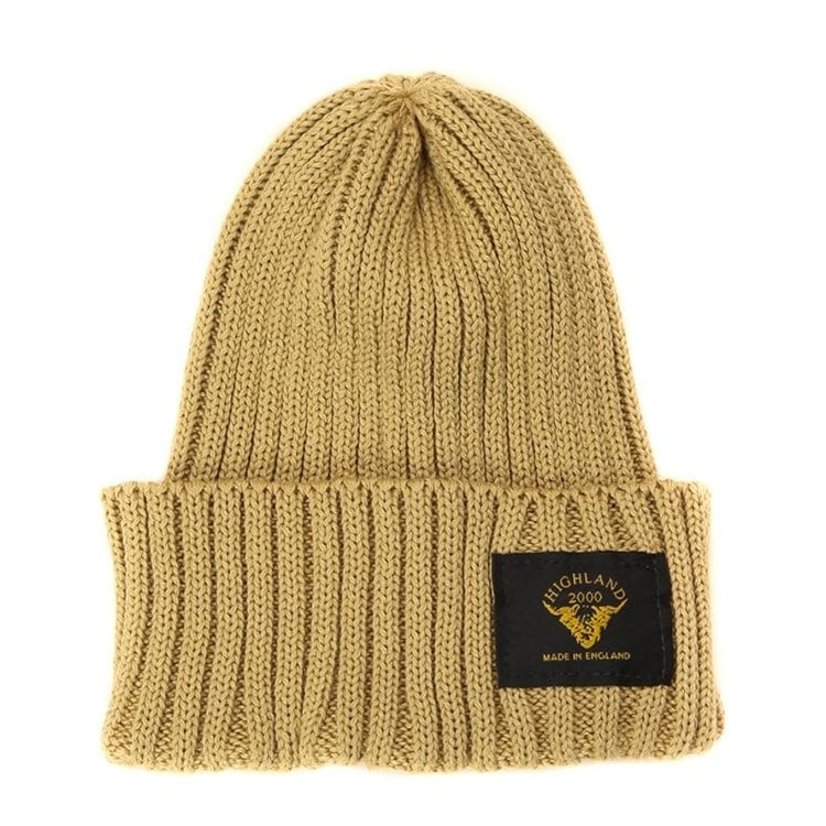[HIGHLAND2000]英国製 コットン リブニット キャップ  ベージュ [ネコポス便出荷]