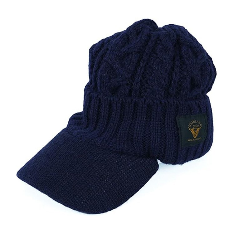 [HIGHLAND2000] 英国製アルパカ混ニットキャップ（つば付き） ネイビー