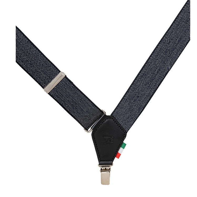 [ALEN2]イタリア製ヘリンボーンサスペンダー　ネイビー
