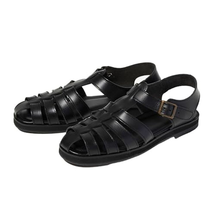 [GLENCHECK] 姫路レザーグルカサンダル ブラック LL