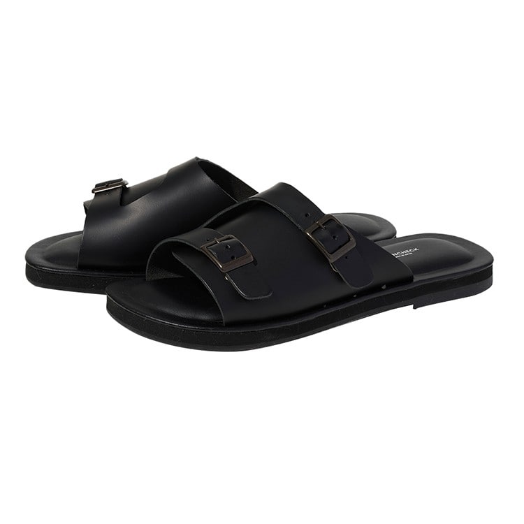 [GLENCHECK] 姫路レザー日本製モンクストラップサンダル ブラック LL