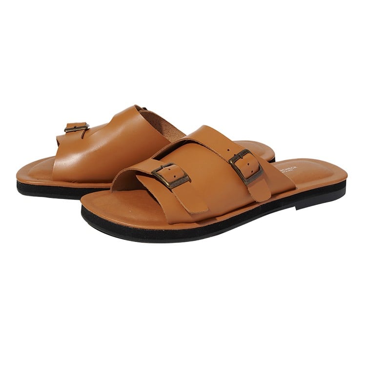 [GLENCHECK] 姫路レザー日本製モンクストラップサンダル キャメル 3L