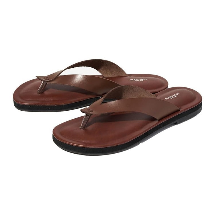 [GLENCHECK] 姫路レザートングサンダル ダークブラウン LL