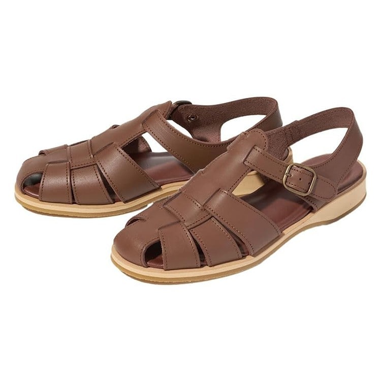 [GLENCHECK] 姫路レザーレディースグルカサンダル ダークブラウン L