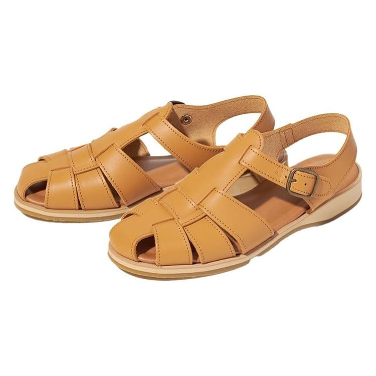 [GLENCHECK] 姫路レザーレディースグルカサンダル キャメル L