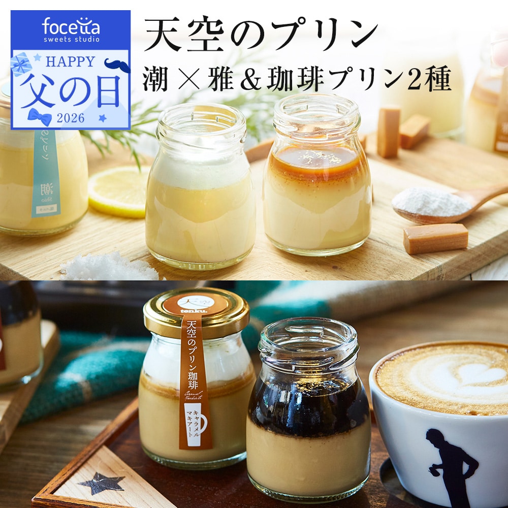 父の日 ギフト 天空のプリン 珈琲 プリン 2種 セット スイーツ コーヒー 天空のプリン 雅×潮 キャラメル 塩バニラ プリン  洋菓子 贈り物 誕生日 お礼 記念日 送料無料 お祝い プレゼント 詰め合わせ
