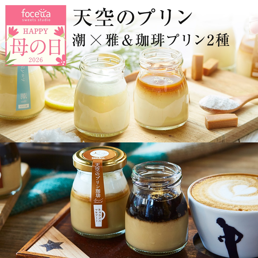 母の日 ギフト 天空のプリン 珈琲 プリン 2種 セット スイーツ コーヒー 天空のプリン 雅×潮 キャラメル 塩バニラ プリン 父の日 洋菓子 贈り物 誕生日 お礼 記念日 送料無料 お祝い プレゼント 詰め合わせ