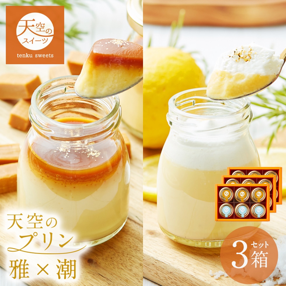母の日 ギフト 天空のプリン 雅（みやび） × 潮（塩バニラ） 3箱セット キャラメル スイーツ プリン 父の日 洋菓子 贈り物 誕生日 お礼 記念日 送料無料 お祝い プレゼント