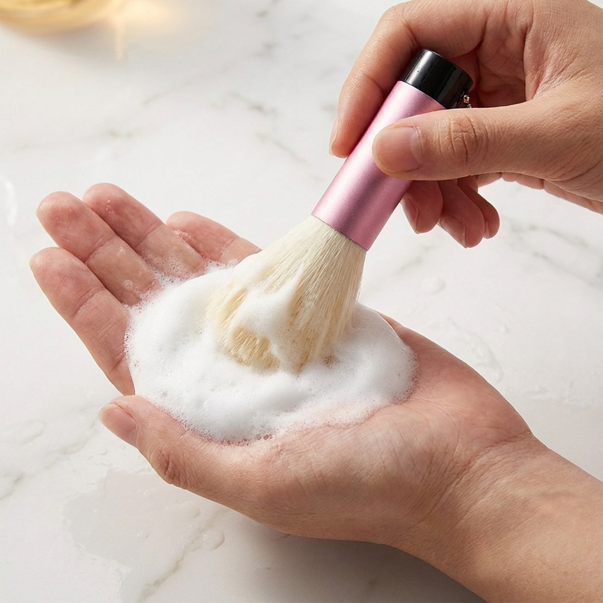 ■特許取得(第6128364) 熊野筆・洗顔用ブラシ(中) 有限会社宮尾産業 広島県 ピンク