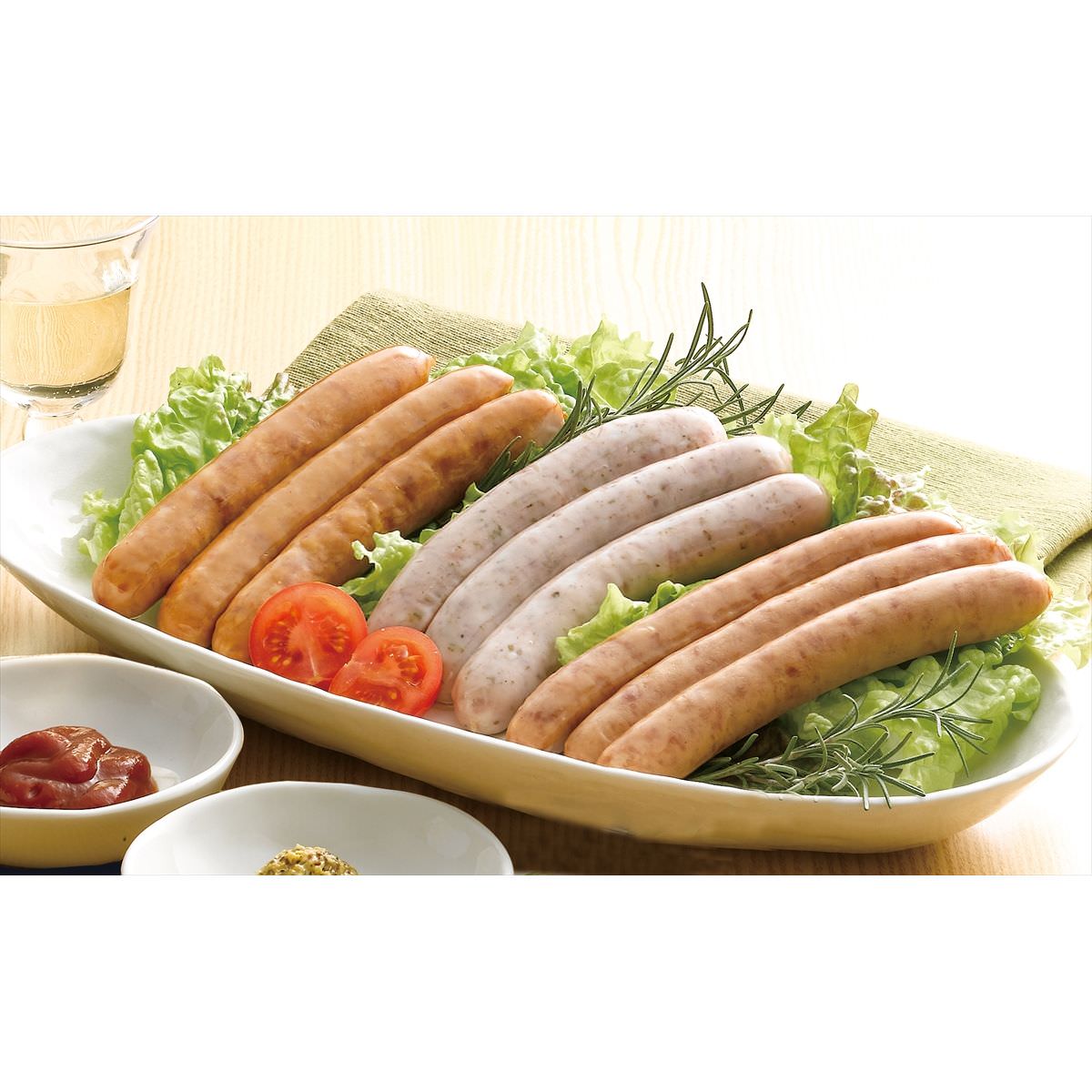 ビールにあうソーセージ〔プレーン・ガーリック・ハーブ 各90g×1〕