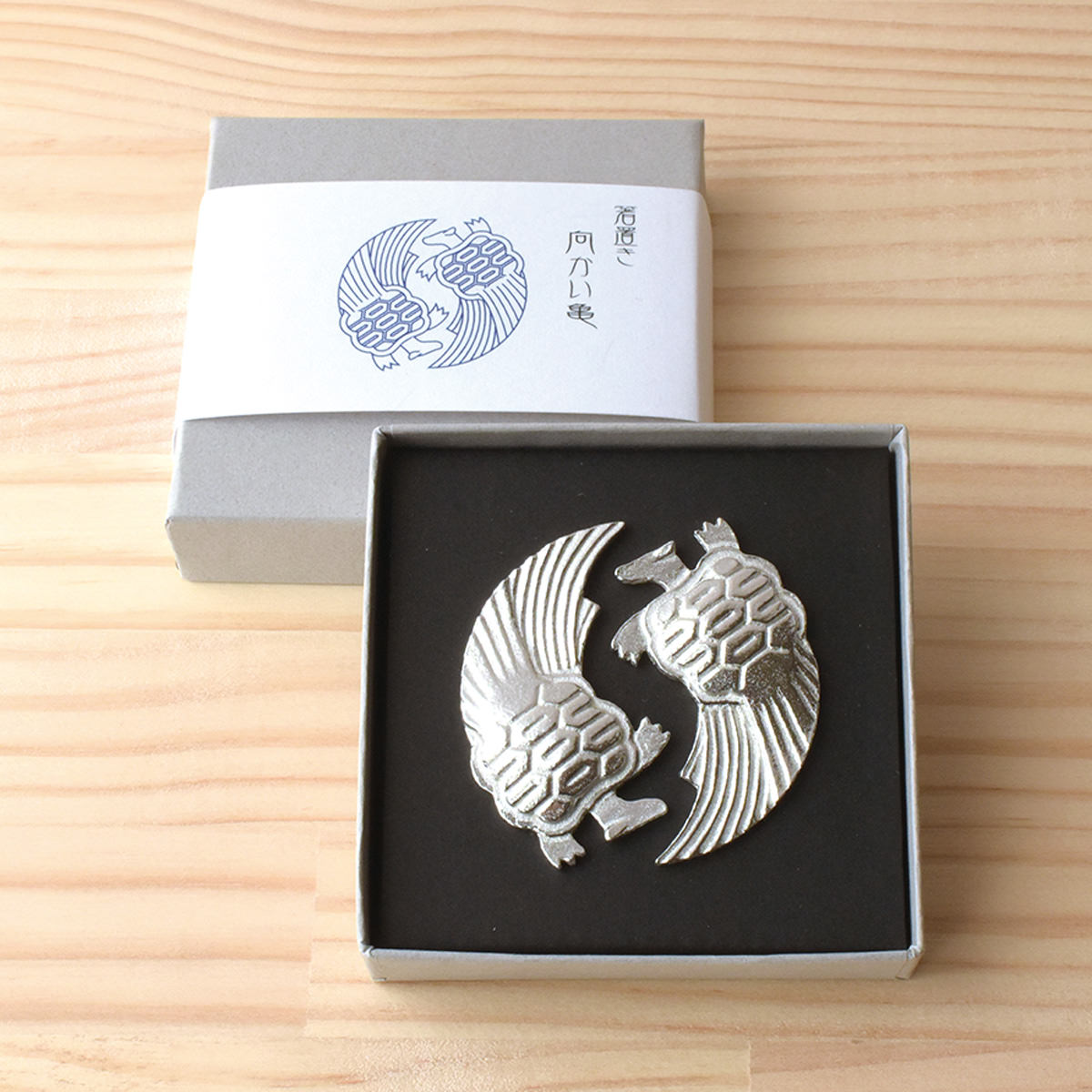 錫箸置き 向かい亀 〔20g(幅5.1×奥行3×高さ1cm)×2〕