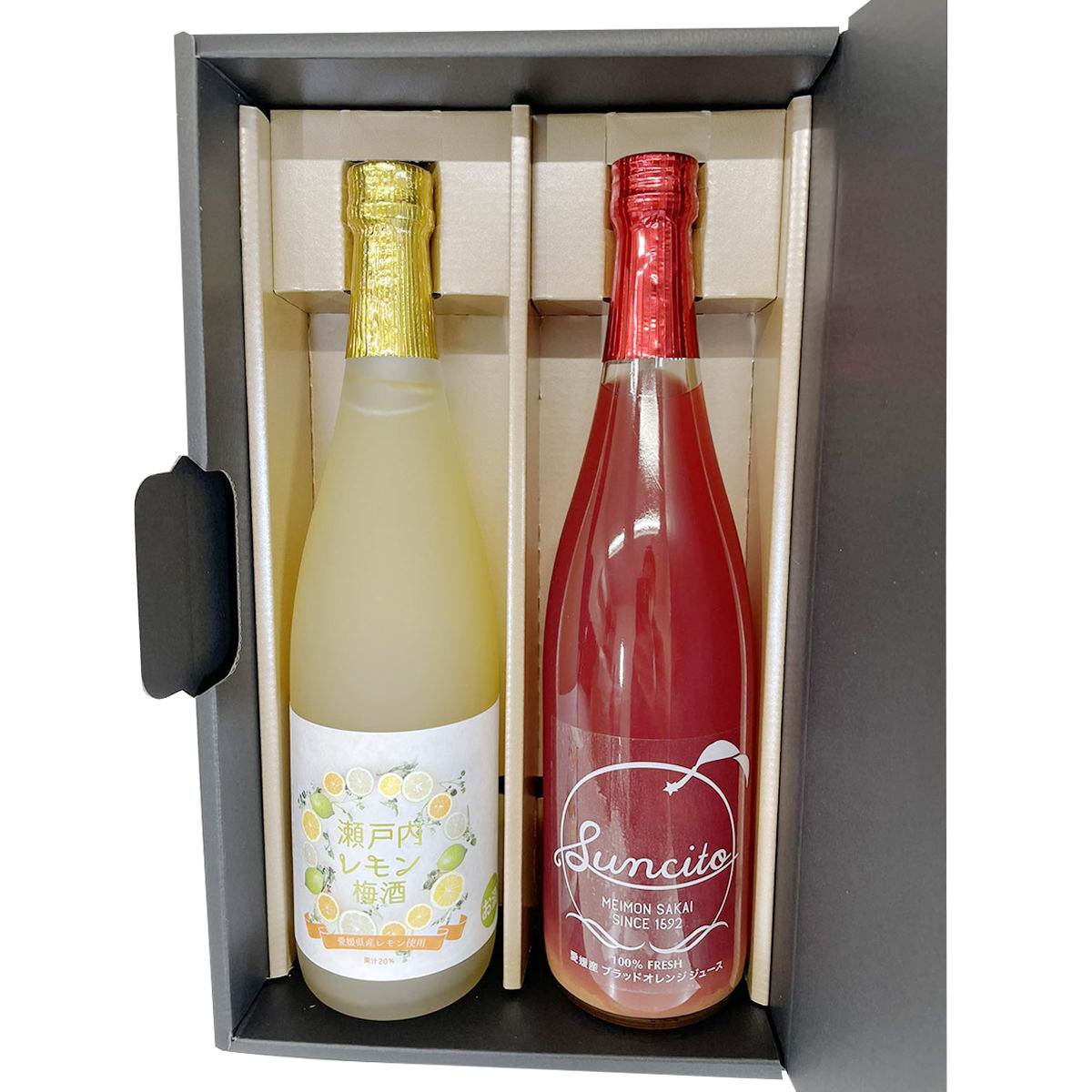 瀬戸内レモン梅酒 ブラッドオレンジストレートジュース セット 〔梅酒720ml、ジュース720ml〕