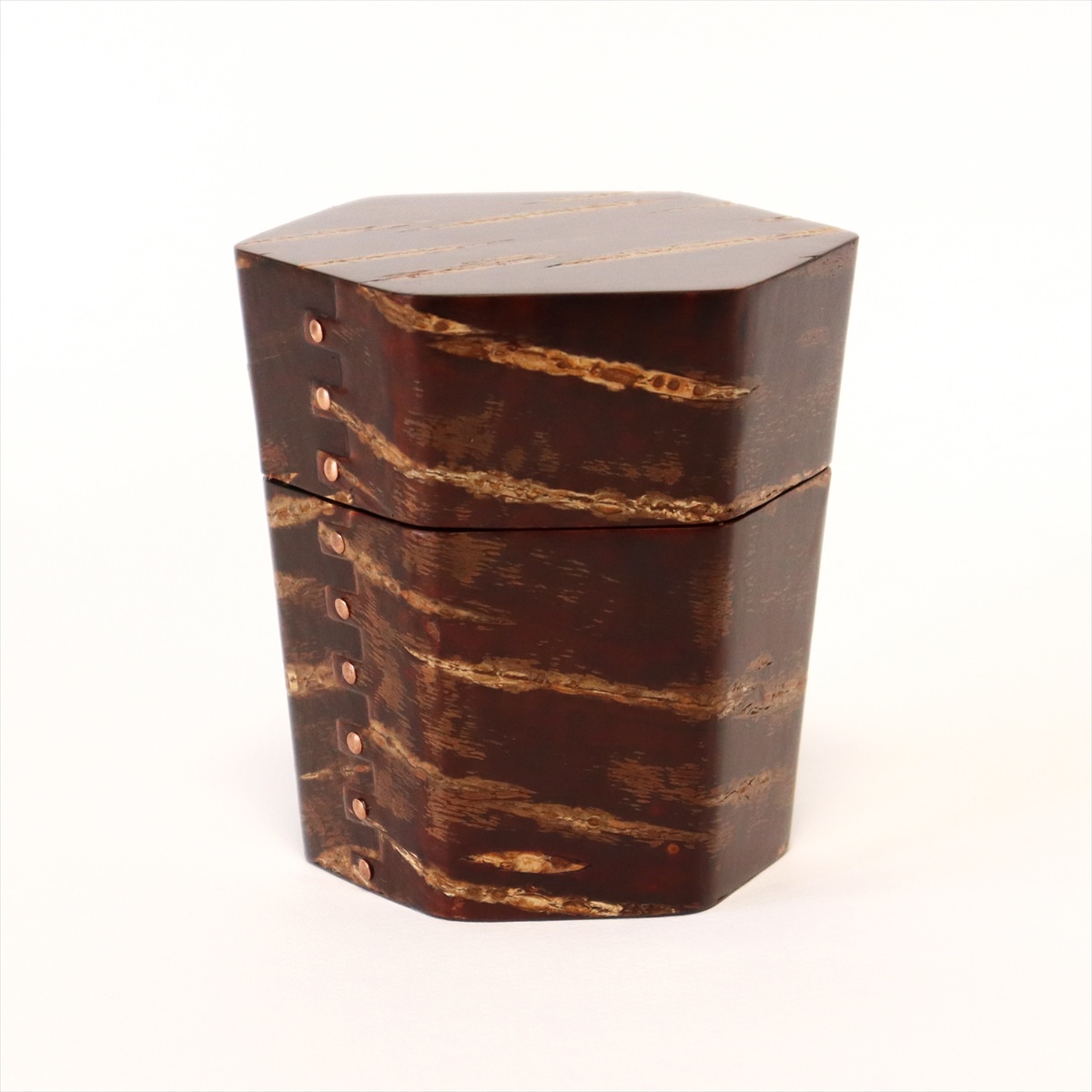 茶筒 六角形から六角形 〔約幅10.8×奥行9.8×高さ11cm、約275g〕