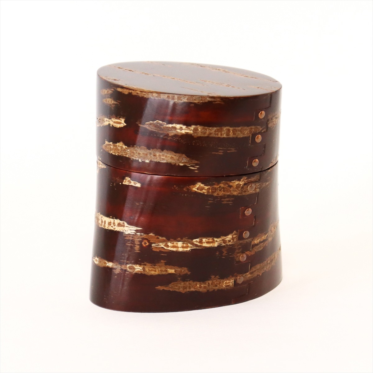 茶筒 楕円から楕円 〔約幅11.5×奥行11.5×高さ11cm、約300g〕