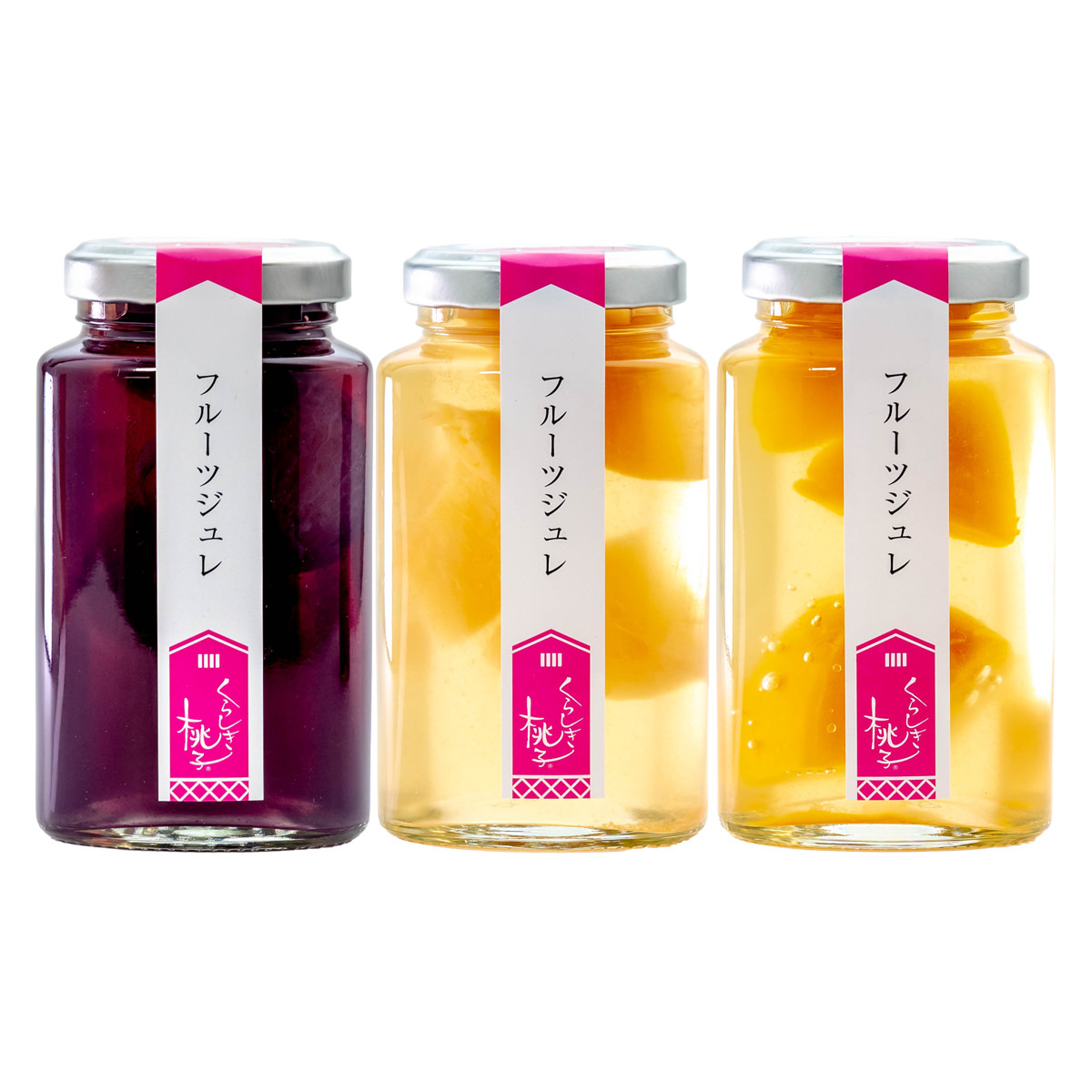 桃とぶどうのジュレ 3種 詰め合わせ 〔清水白桃・ニューピオーネ・黄金桃 各110g〕