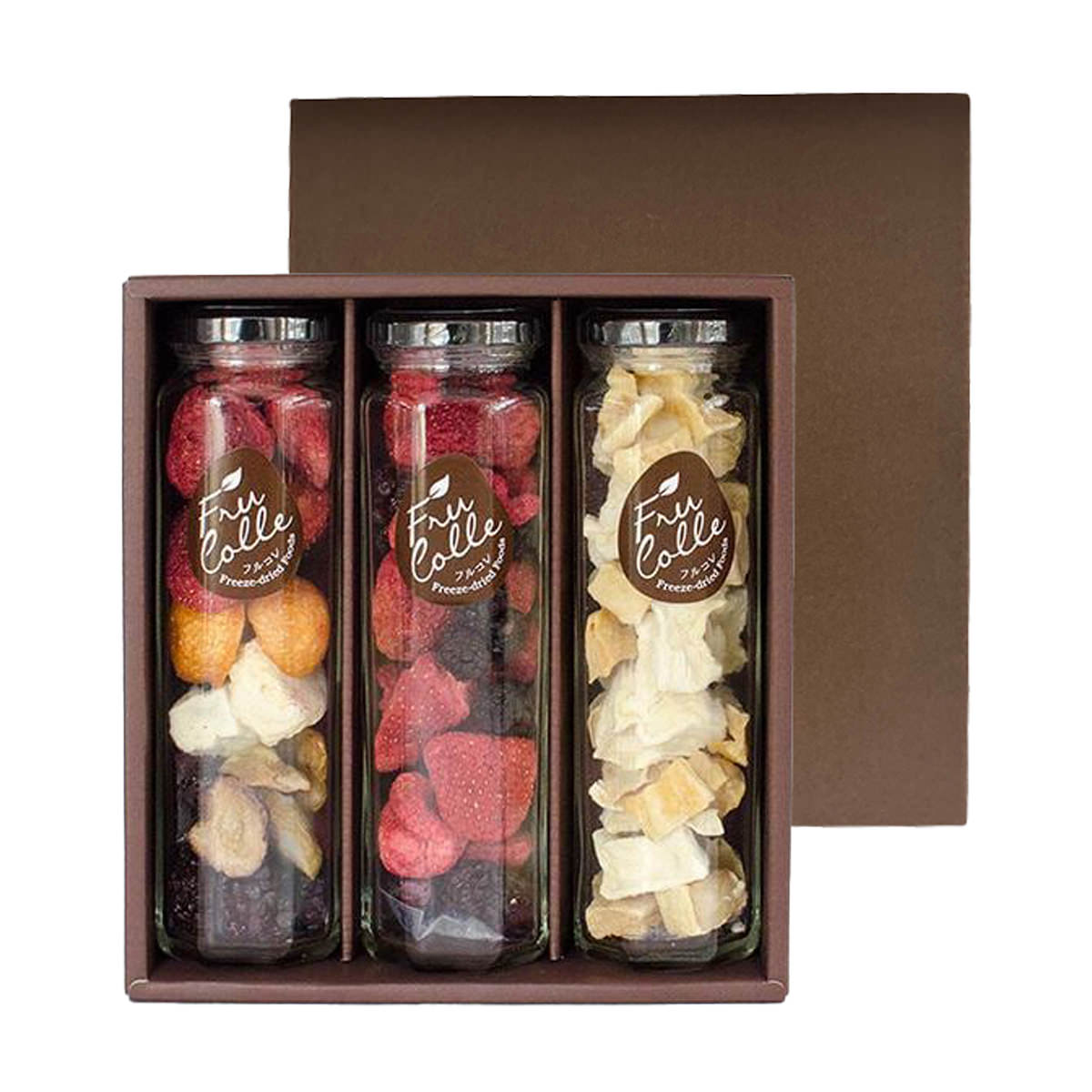 フルコレ フリーズドライ フルーツ 八角瓶 ギフトセット〔レインボー、MIX、パイン/マンゴー〕