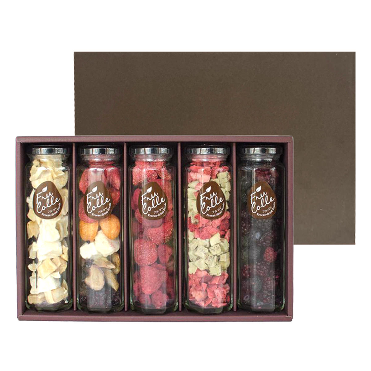 フルコレ フリーズドライ フルーツ 八角瓶 ギフトセット〔レインボー、パイン/マンゴー ほか全5種〕