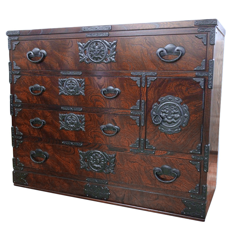 﨔 105巾片戸付チェスト ウルシ塗〔幅105cm×高さ86cm×奥行45cm〕