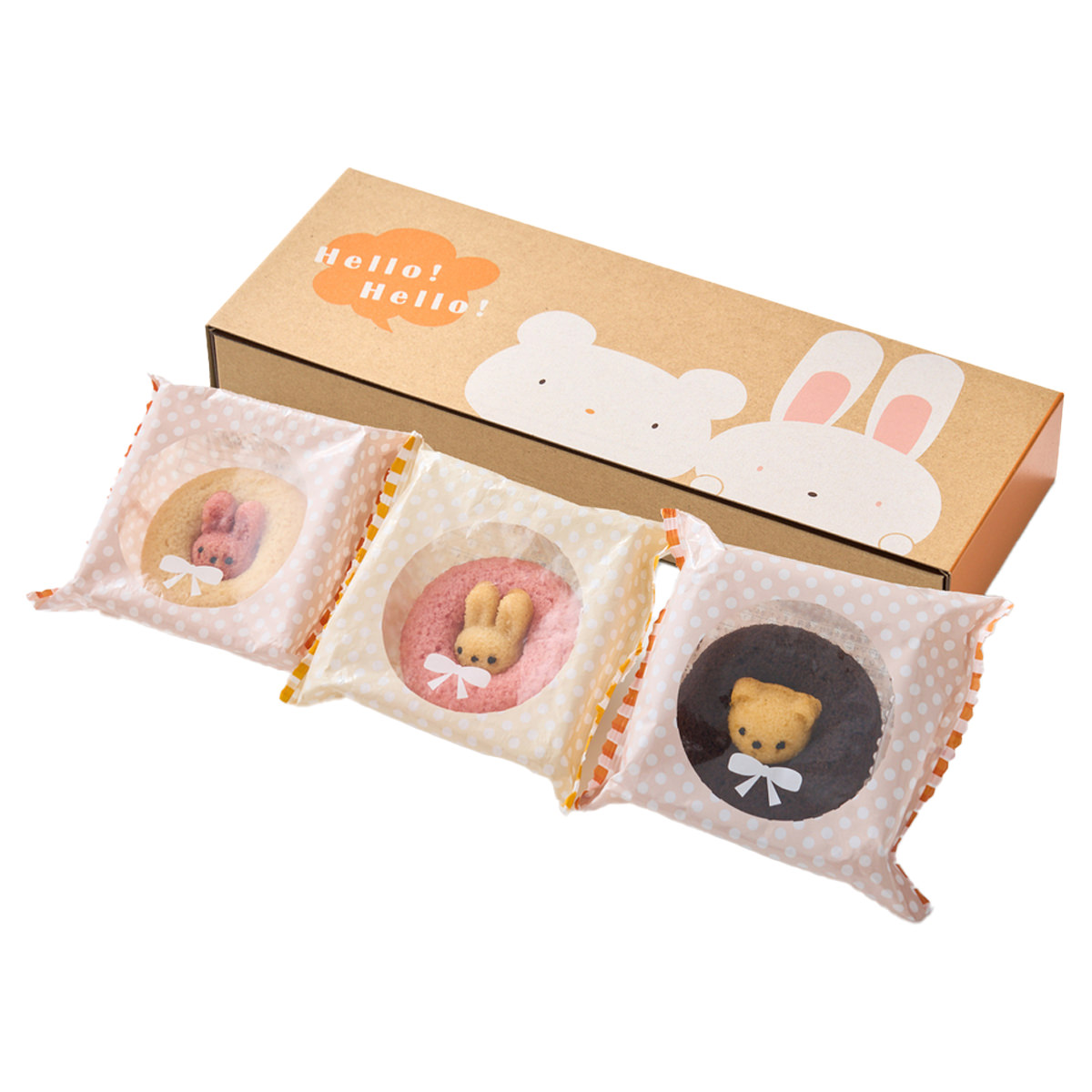 アニマルドーナツ〔うさぎイチゴ・うさぎプレーン・くまチョコ〕
