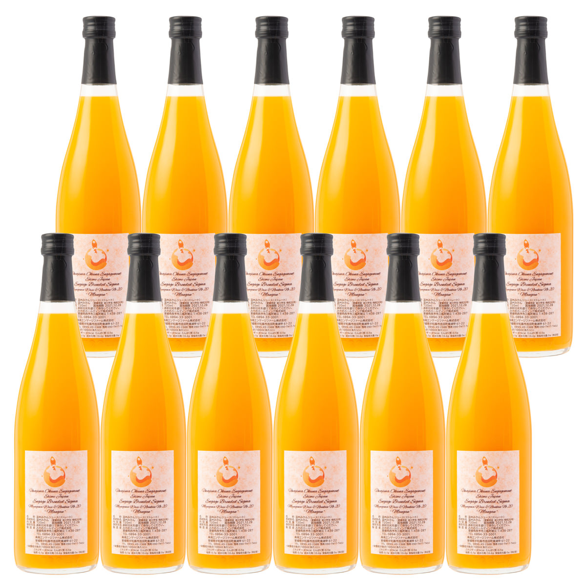 温州みかんジュース 自家農園産ブレンド Σ 宮川早生 南柑20号 マンガン 12本 〔720ml×12〕