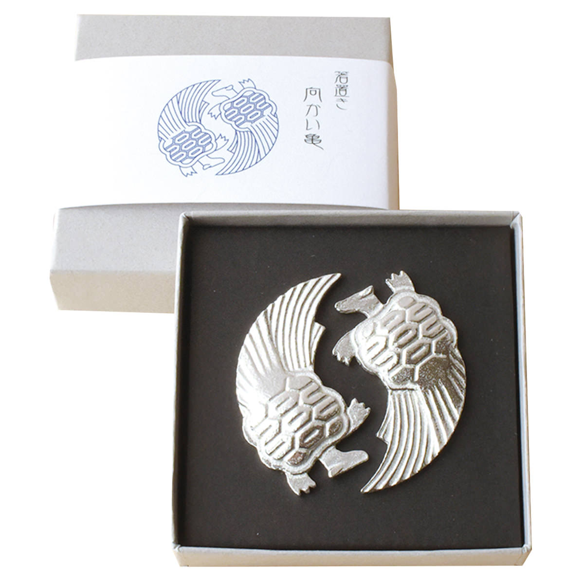 錫箸置き 向かい亀 〔20g(幅5.1×奥行3×高さ1cm)×2〕