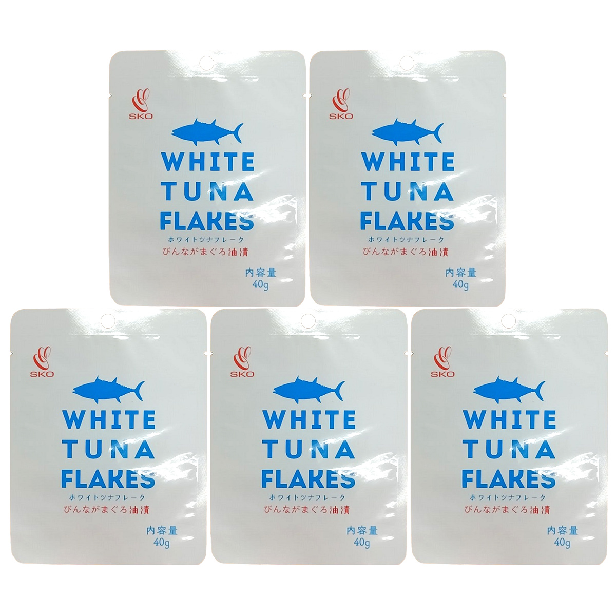 レトルトパウチ ホワイトツナフレーク 大豆油漬 〔40g×5パック〕