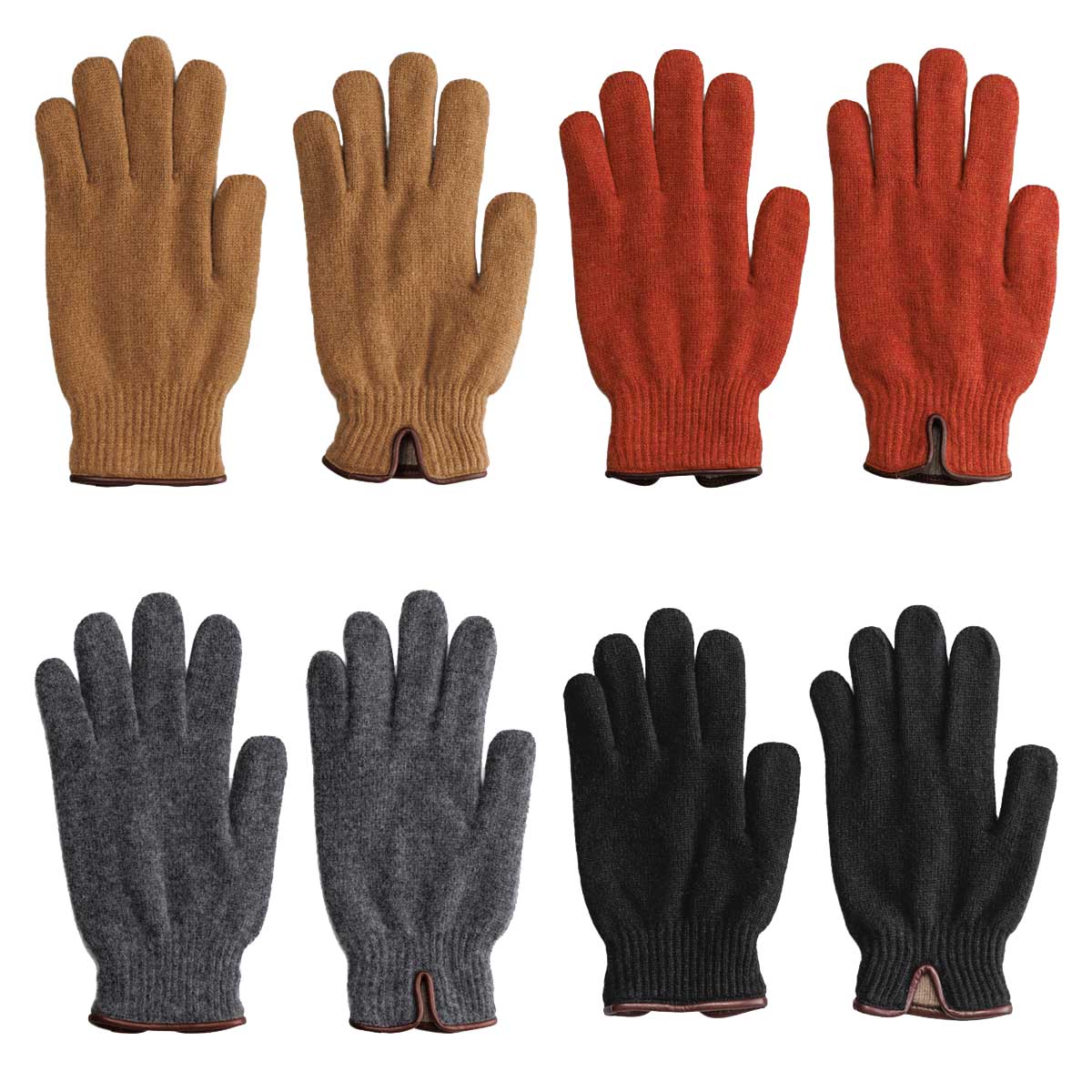 KURODA 女性用 ニット手袋 ラムレザー パイピング〔手囲いサイズ:21~22cm〕 BLACK