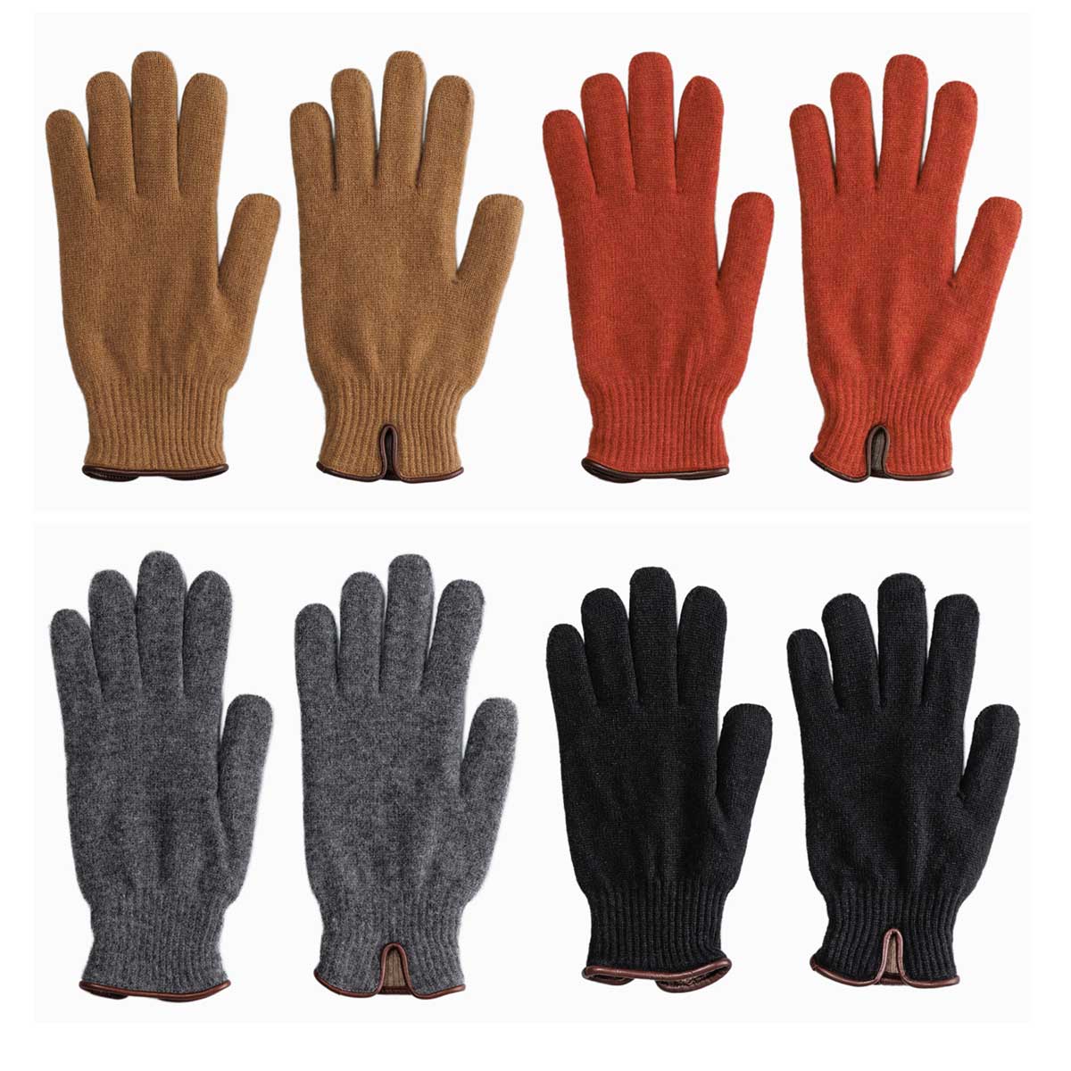 KURODA 男性用 ニット手袋 ラムレザー パイピング〔手囲いサイズ:23~24cm〕 BLACK