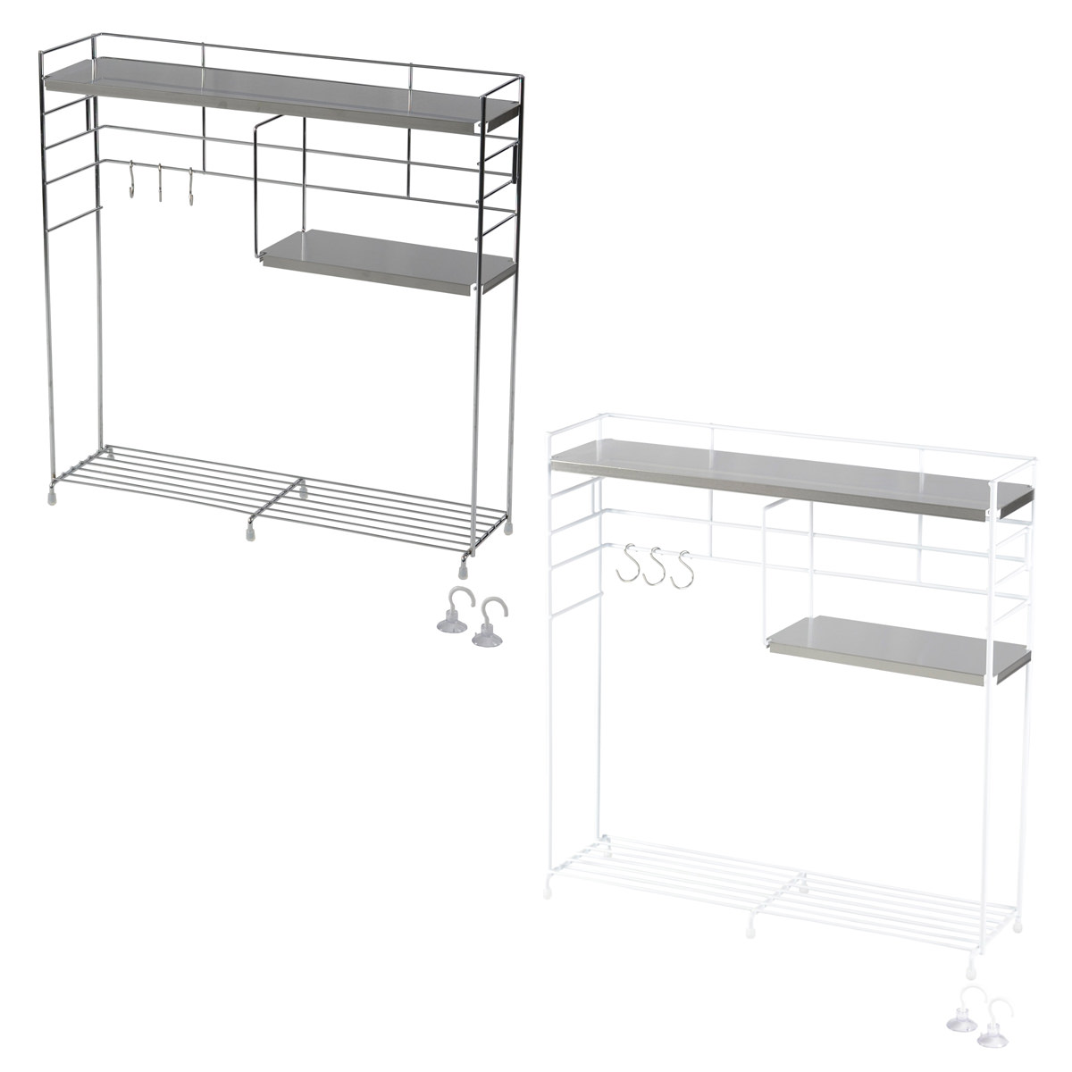 ステンレス天板 キッチンラック 〔約幅50.0×奥行14.5×高さ50.5cm(付属品含まず)、製品重量約1.26kg〕【沖縄県・離島 配送不可】 シルバー