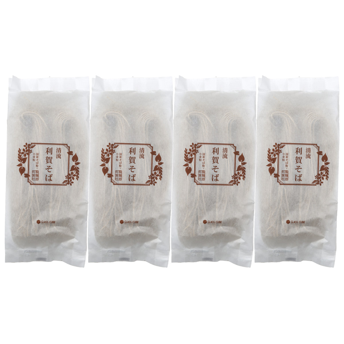 国産蕎麦粉 小麦粉使用 清流利賀そば 簡易段ボール箱セット 〔180g×4〕