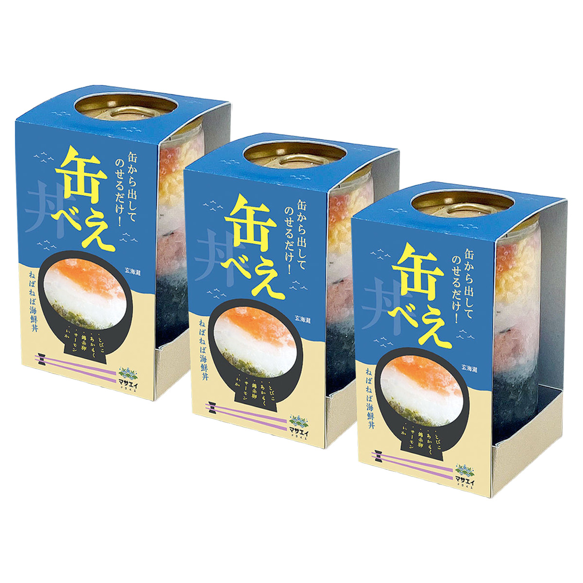 ねばねば海鮮丼 缶べぇ 〔180g×3本〕