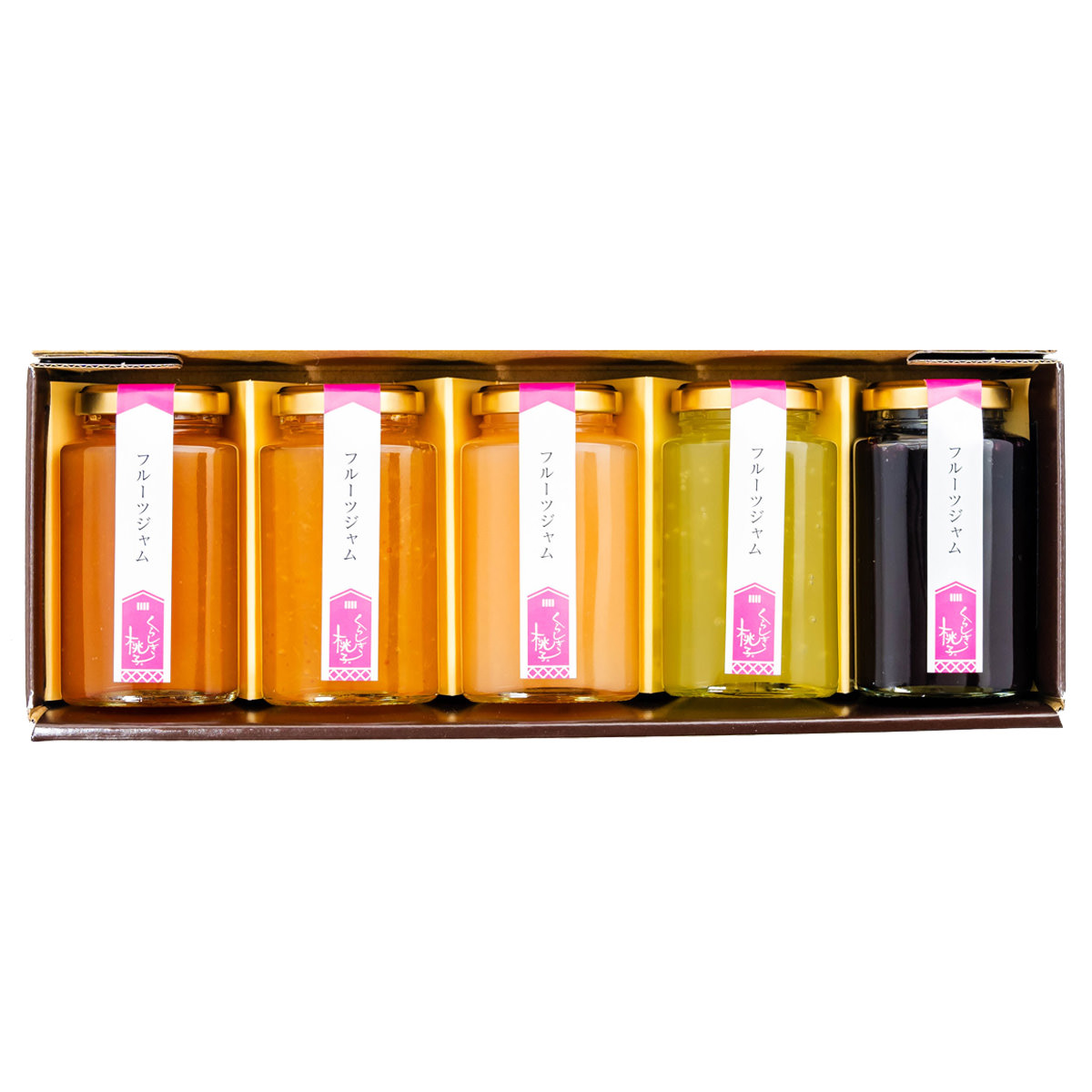 岡山 フルーツ ジャム 5種 詰め合わせ 〔黄金桃・いちじく・清水白桃・シャインマスカット・マルベリー 各125g〕