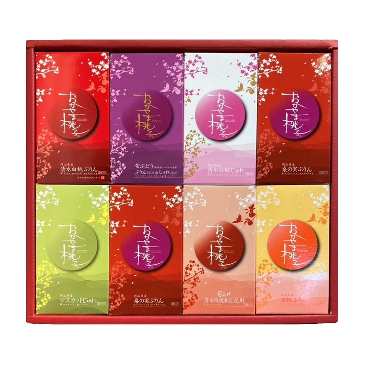 おかやま桃子 ジュレ プリン 詰め合わせ 〔清水白桃ぷりん、金桃ぷりん、マスカットじゅれ ほか全7種計16個〕