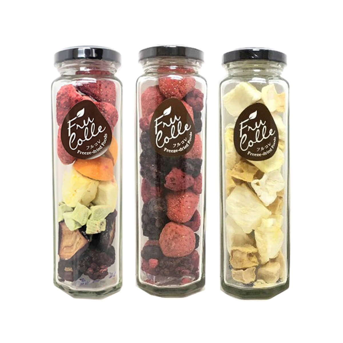 フルコレ フリーズドライ フルーツ 八角瓶 ギフトセット〔レインボー、MIX、パイン/マンゴー〕