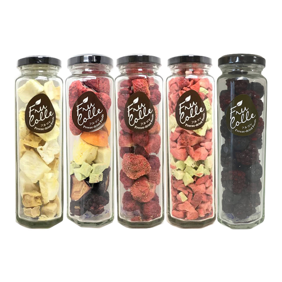 フルコレ フリーズドライ フルーツ 八角瓶 ギフトセット〔レインボー、パイン/マンゴー ほか全5種〕