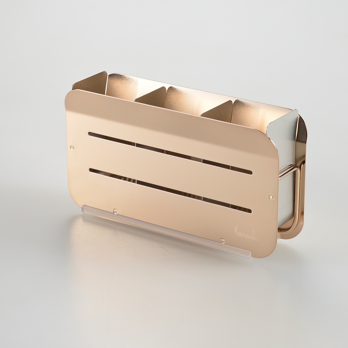 水切りラック 縦置きロングタイプ ローズゴールド 〔外寸:約24.5×57.0×16.0cm(トレイ含む)、重量:約2.41kg〕【沖縄県・離島 配送不可】