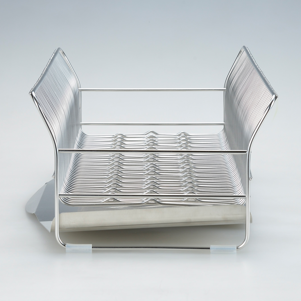 水切りラック 縦置きロングタイプ カゴ&トレイ シルバー 〔外寸:約24.5×57.0×高さ16.0cm、重量:約2.11kg〕【沖縄県・離島 配送不可】