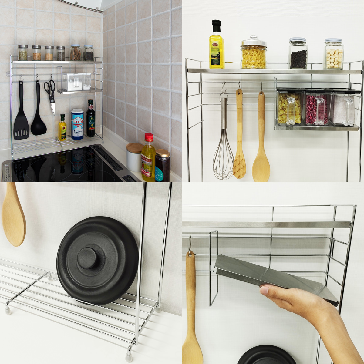 ステンレス天板 キッチンラック 〔約幅50.0×奥行14.5×高さ50.5cm(付属品含まず)、製品重量約1.26kg〕【沖縄県・離島 配送不可】 シルバー