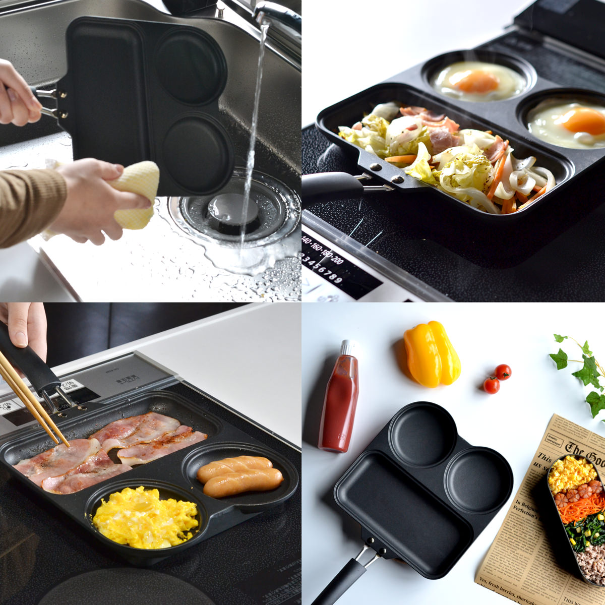 まるまるしかくパン(IH・ガス火両対応) 〔サイズ:約21.0×38.0×高さ6.8cm、重量:約0.9kg〕【沖縄県・離島 配送不可】