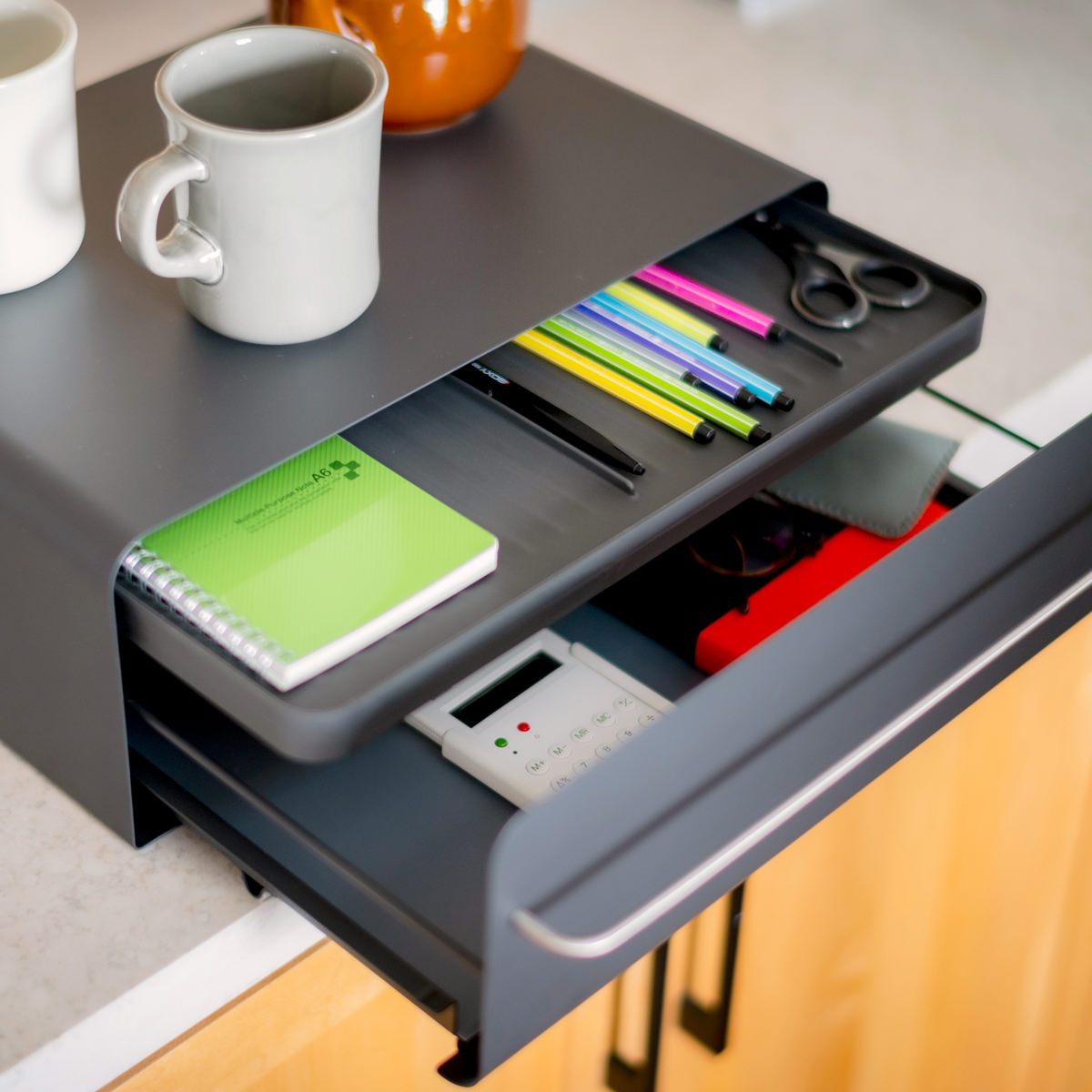 カウンタードロワー 〔外寸:約40.2×31.3×高さ15.0cm、重量:約4.64kg〕【沖縄県・離島 配送不可】 カームグレー