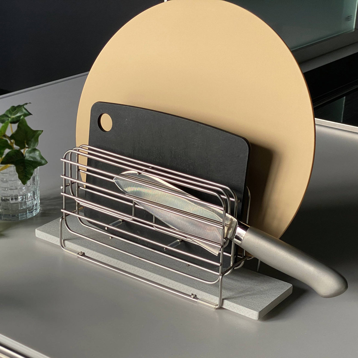 まな板&包丁スタンド 〔本体サイズ:約30.0×8.2×高さ12.5cm、重量:約0.51kg〕【沖縄県・離島 配送不可】