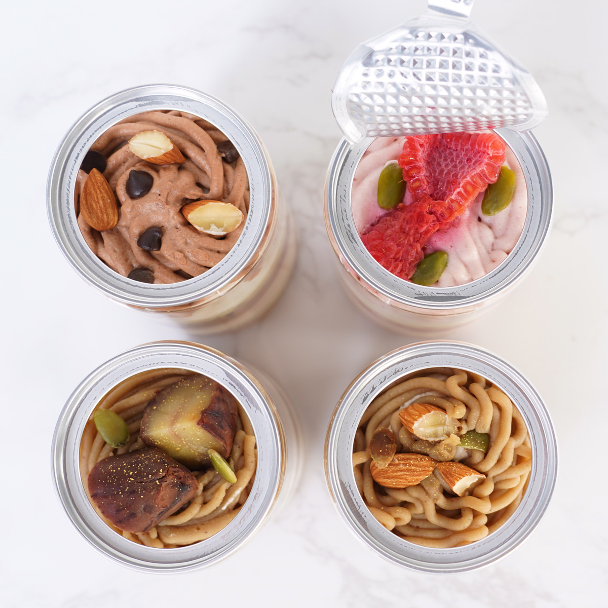 白金モンブラン缶 4種アソート〔山江栗・和栗&ナッツ・ショコラ・ベリー〕